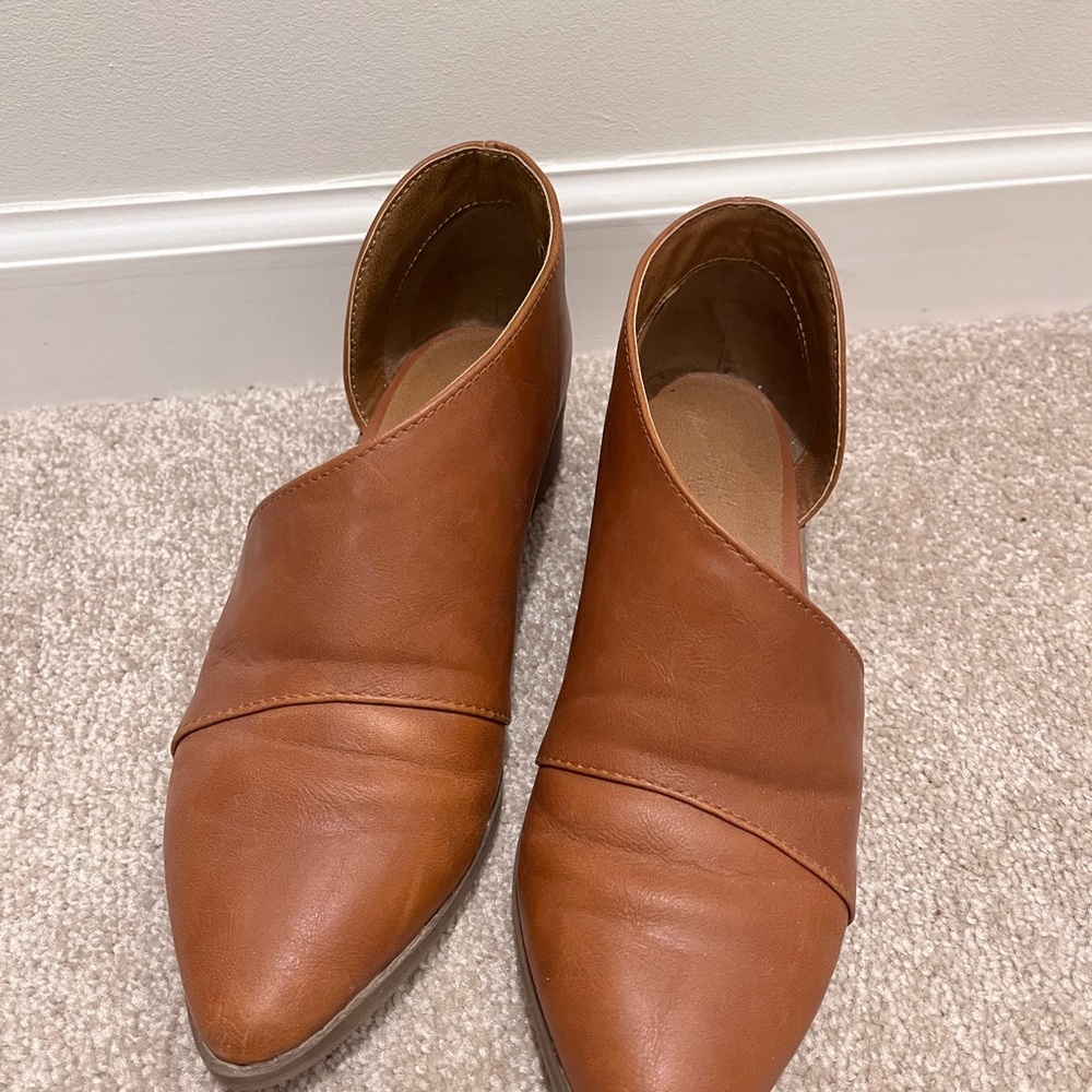 Universal Thread Wenda faux leather cut out cognac booties